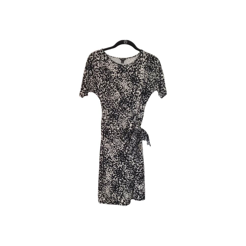 Ann Taylor Petite Dress Womens‎ Size XSP Black White Animal Print Short Sleeve